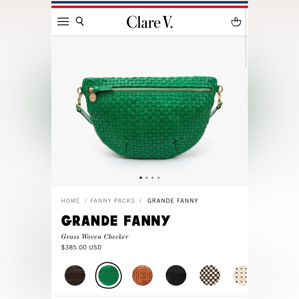 Clare V grande Fanny woven green grass